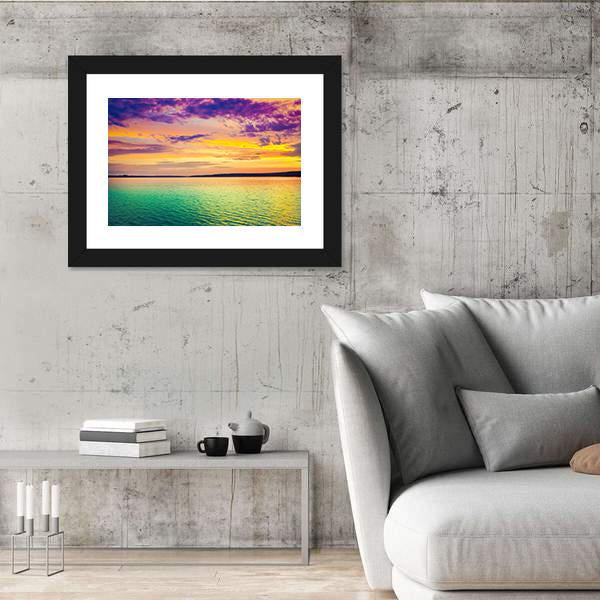 Sunset Over The River Canvas Wall Art-3 Horizontal-Gallery Wrap-25" x 16"-Tiaracle
