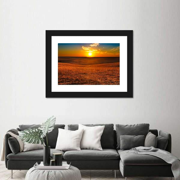 Sunset Overlooking The Flint Hills Of Kansas Canvas Wall Art-1 Piece-Framed Print-20" x 16"-Tiaracle