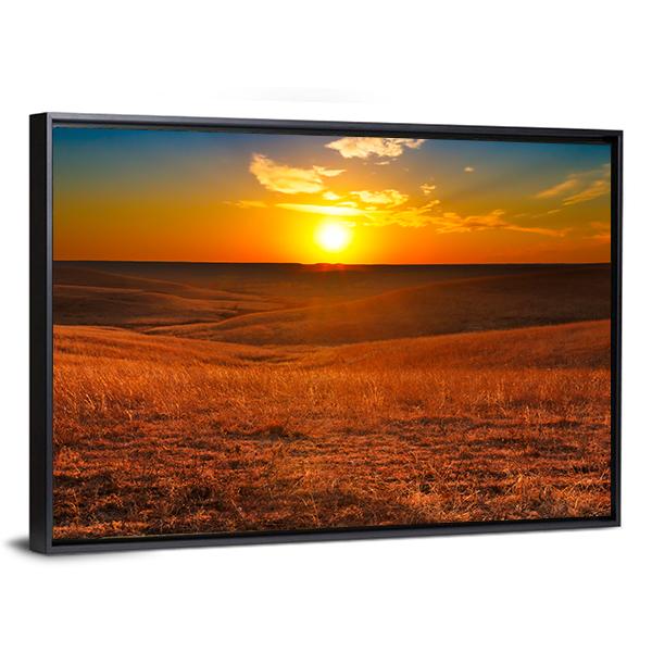 Sunset Overlooking The Flint Hills Of Kansas Canvas Wall Art-3 Horizontal-Gallery Wrap-25" x 16"-Tiaracle