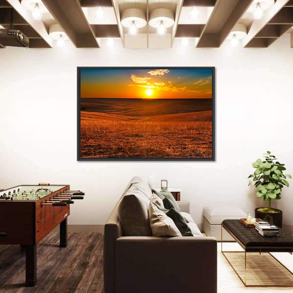 Sunset Overlooking The Flint Hills Of Kansas Canvas Wall Art-3 Horizontal-Gallery Wrap-25" x 16"-Tiaracle