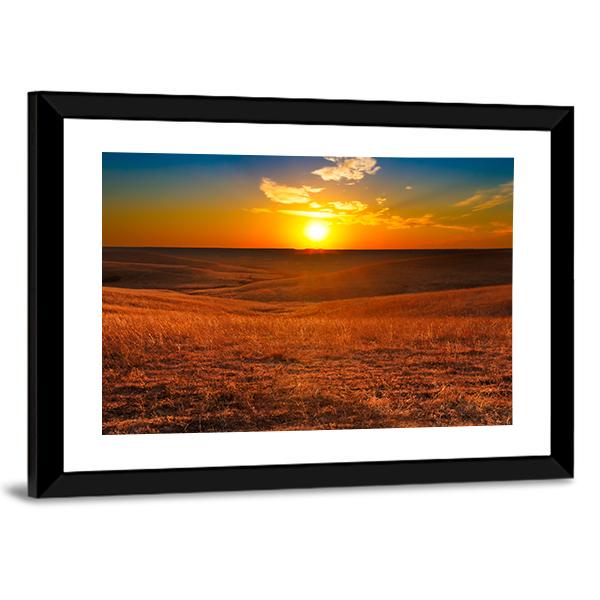 Sunset Overlooking The Flint Hills Of Kansas Canvas Wall Art-3 Horizontal-Gallery Wrap-25" x 16"-Tiaracle