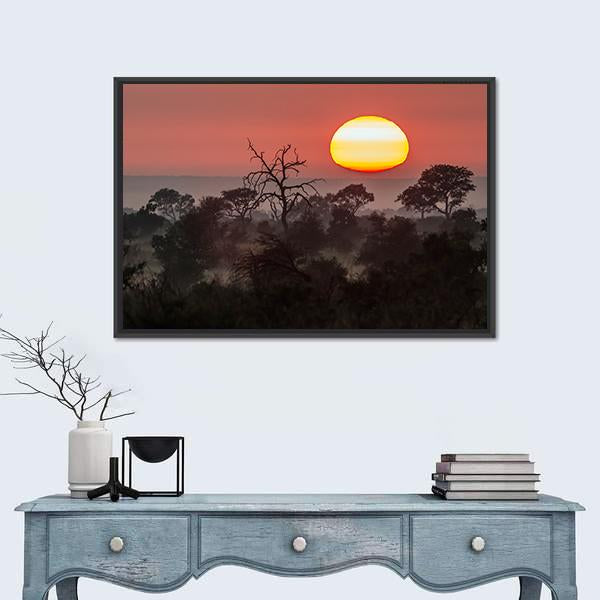 Sunset Scenery In Kruger National Park Canvas Wall Art-1 Piece-Floating Frame-24" x 16"-Tiaracle