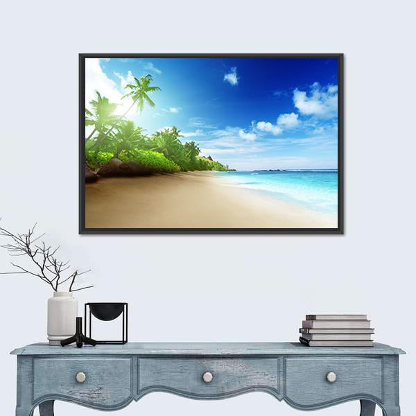 Sunset Time On Mahe Island Canvas Wall Art-1 Piece-Floating Frame-24" x 16"-Tiaracle