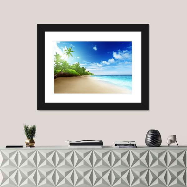 Sunset Time On Mahe Island Canvas Wall Art-1 Piece-Framed Print-20" x 16"-Tiaracle