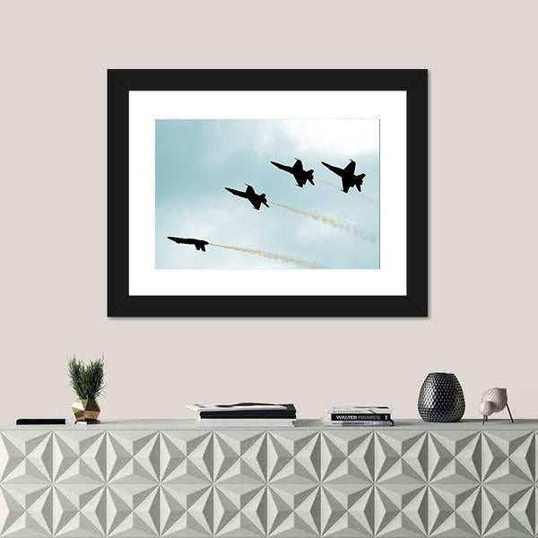 Supersonic Jets Silhouettes Canvas Wall Art-1 Piece-Framed Print-20" x 16"-Tiaracle