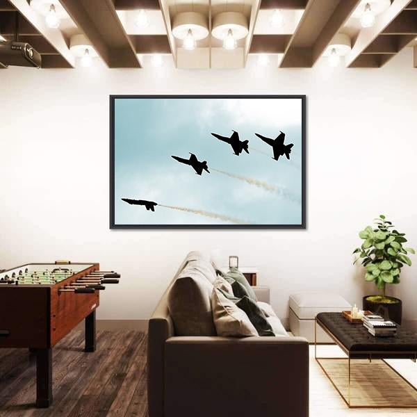 Supersonic Jets Silhouettes Canvas Wall Art-5 Horizontal-Gallery Wrap-22" x 12"-Tiaracle