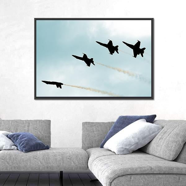 Supersonic Jets Silhouettes Canvas Wall Art-5 Horizontal-Gallery Wrap-22" x 12"-Tiaracle