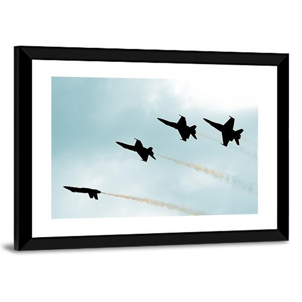 Supersonic Jets Silhouettes Canvas Wall Art-5 Horizontal-Gallery Wrap-22" x 12"-Tiaracle