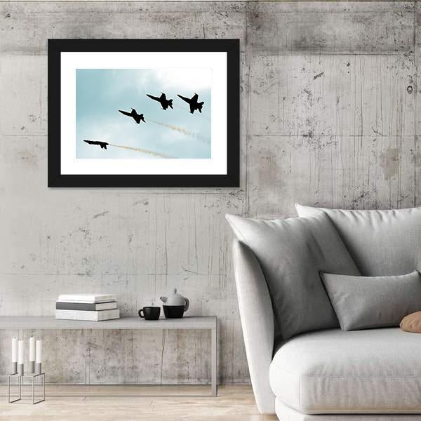 Supersonic Jets Silhouettes Canvas Wall Art-5 Horizontal-Gallery Wrap-22" x 12"-Tiaracle