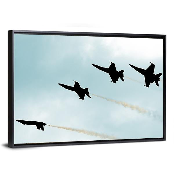 Supersonic Jets Silhouettes Canvas Wall Art-5 Horizontal-Gallery Wrap-22" x 12"-Tiaracle