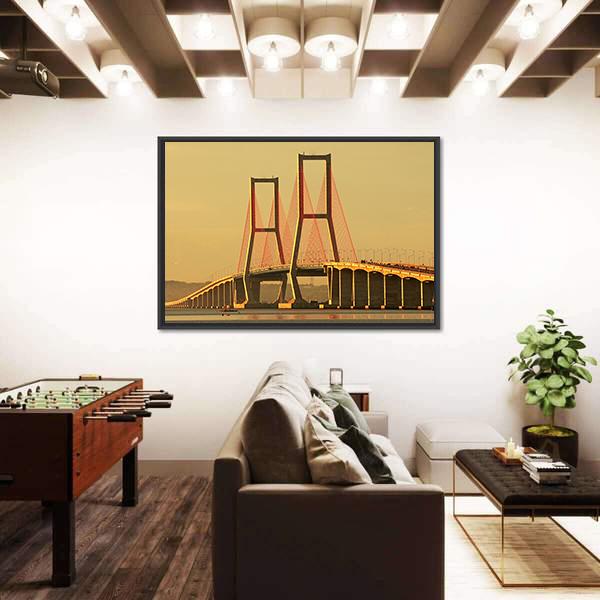 Suramadu Bridge Canvas Wall Art-5 Horizontal-Gallery Wrap-22" x 12"-Tiaracle