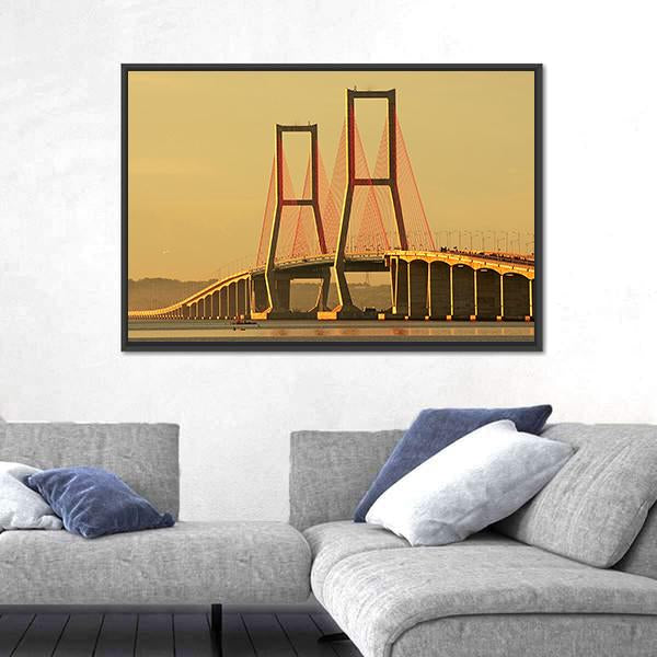 Suramadu Bridge Canvas Wall Art-5 Horizontal-Gallery Wrap-22" x 12"-Tiaracle