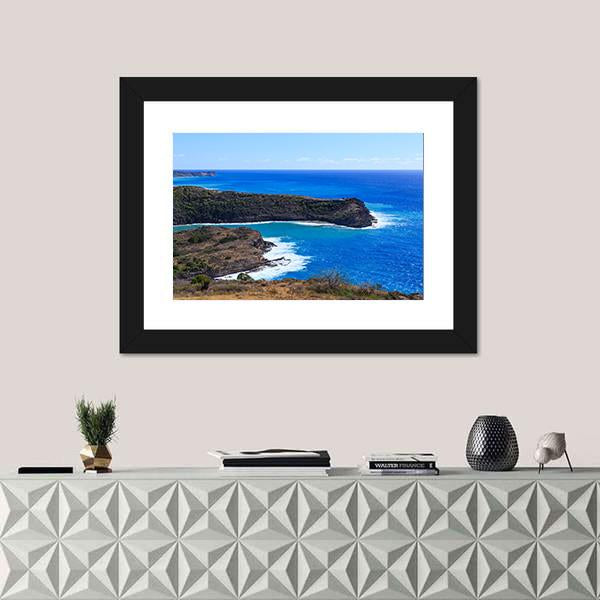 Surf Hitting Bay On Antigua Canvas Wall Art-1 Piece-Framed Print-30" x 20"-Tiaracle