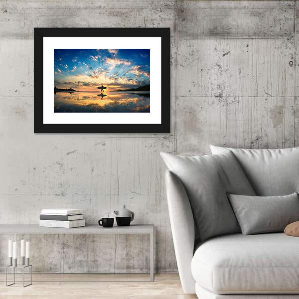 Surfer On Sea Shore Canvas Wall Art-5 Horizontal-Gallery Wrap-22" x 12"-Tiaracle