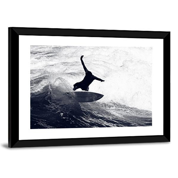 Surfer Riding The Waves Canvas Wall Art-5 Horizontal-Gallery Wrap-22" x 12"-Tiaracle