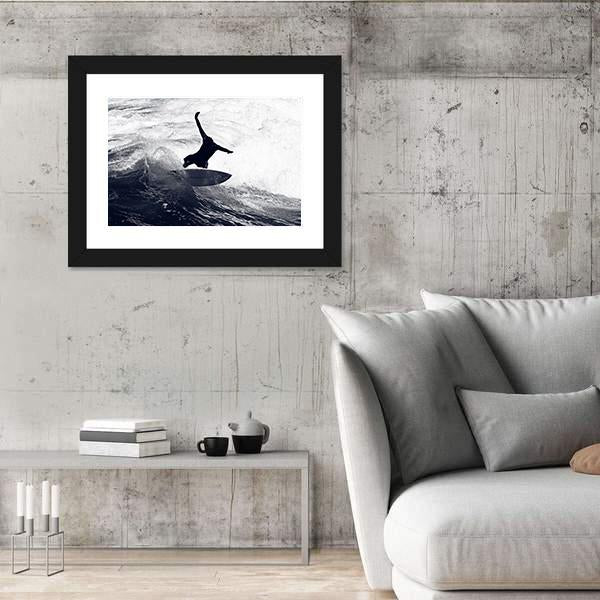 Surfer Riding The Waves Canvas Wall Art-5 Horizontal-Gallery Wrap-22" x 12"-Tiaracle