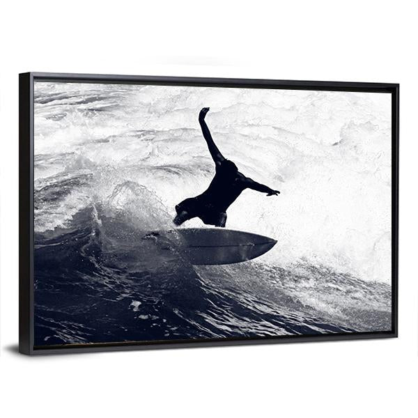 Surfer Riding The Waves Canvas Wall Art-5 Horizontal-Gallery Wrap-22" x 12"-Tiaracle