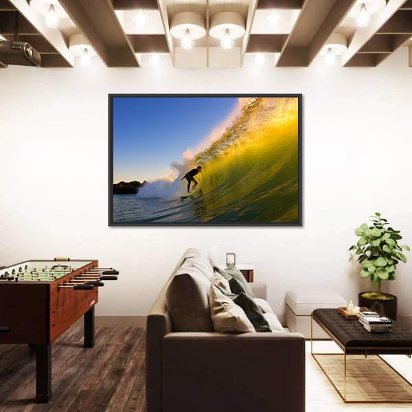Surfer at Sunset Canvas Wall Art-5 Horizontal-Gallery Wrap-22" x 12"-Tiaracle