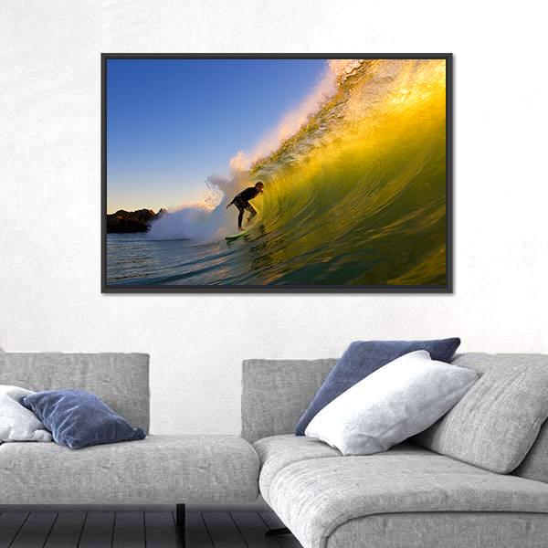 Surfer at Sunset Canvas Wall Art-5 Horizontal-Gallery Wrap-22" x 12"-Tiaracle