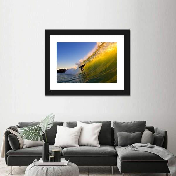 Surfer at Sunset Canvas Wall Art-5 Horizontal-Gallery Wrap-22" x 12"-Tiaracle