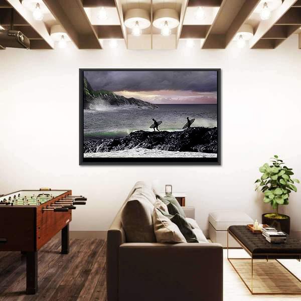 Surfers Going For Surfing Canvas Wall Art-5 Horizontal-Gallery Wrap-22" x 12"-Tiaracle