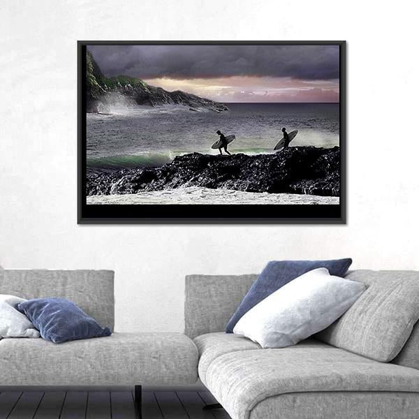 Surfers Going For Surfing Canvas Wall Art-5 Horizontal-Gallery Wrap-22" x 12"-Tiaracle