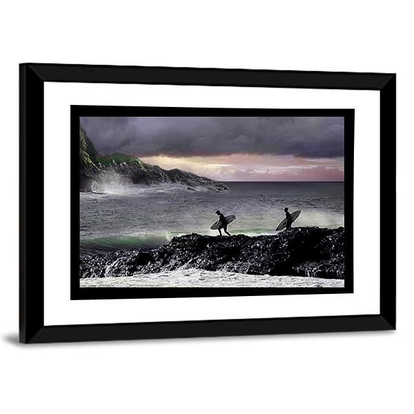 Surfers Going For Surfing Canvas Wall Art-5 Horizontal-Gallery Wrap-22" x 12"-Tiaracle