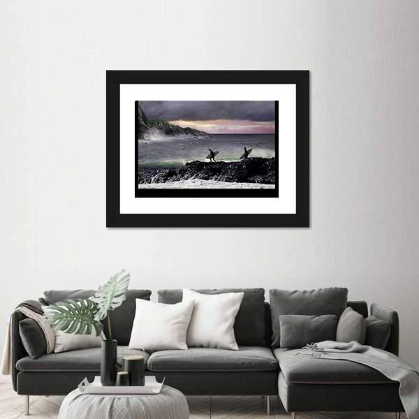 Surfers Going For Surfing Canvas Wall Art-5 Horizontal-Gallery Wrap-22" x 12"-Tiaracle