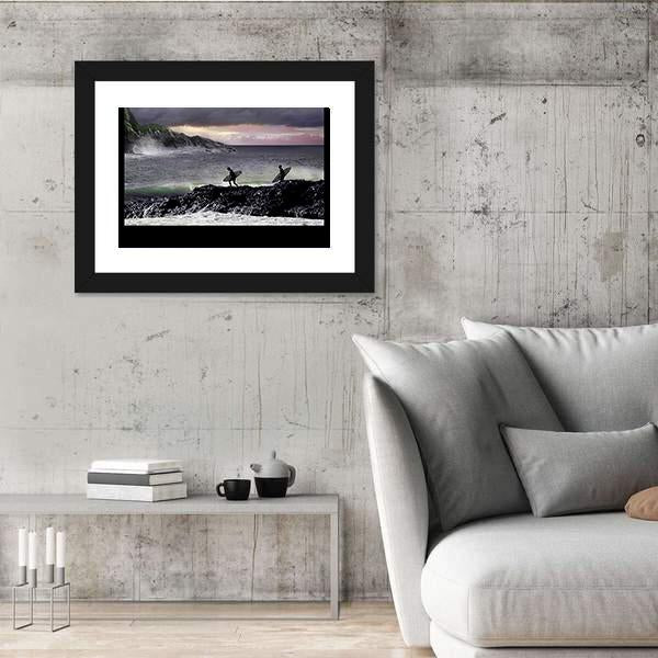 Surfers Going For Surfing Canvas Wall Art-5 Horizontal-Gallery Wrap-22" x 12"-Tiaracle