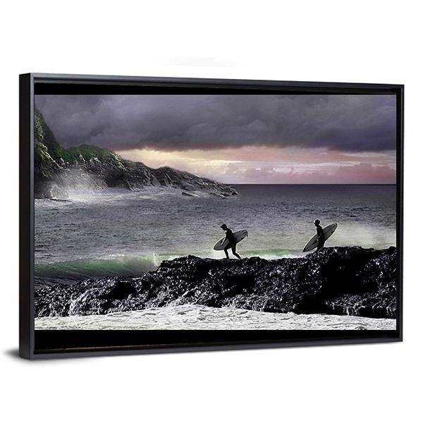 Surfers Going For Surfing Canvas Wall Art-5 Horizontal-Gallery Wrap-22" x 12"-Tiaracle