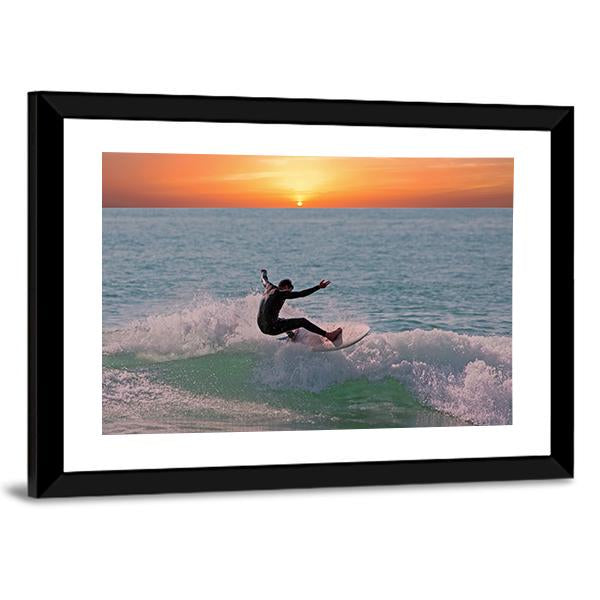 Surfing In Aruba Island Canvas Wall Art-5 Horizontal-Gallery Wrap-22" x 12"-Tiaracle