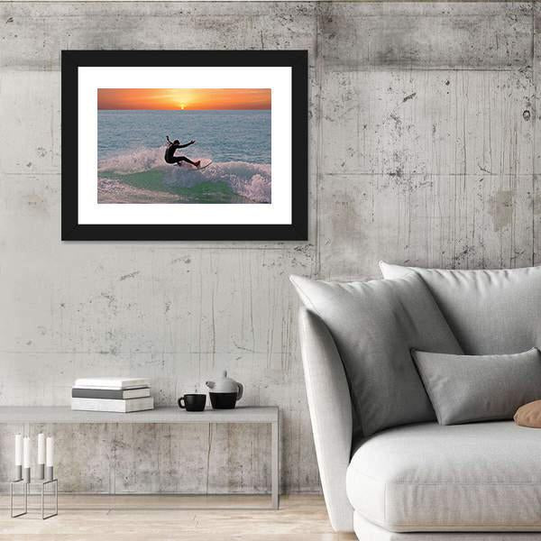 Surfing In Aruba Island Canvas Wall Art-5 Horizontal-Gallery Wrap-22" x 12"-Tiaracle