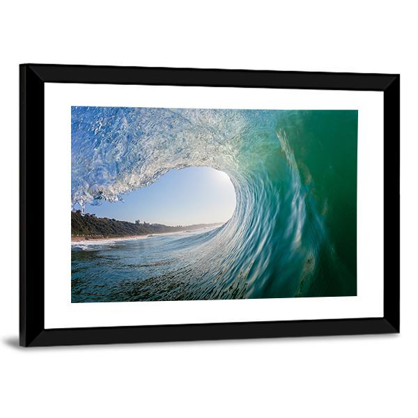 Surfing View Of Hollow Crashing Ocean Wave Canvas Wall Art-5 Horizontal-Gallery Wrap-22" x 12"-Tiaracle