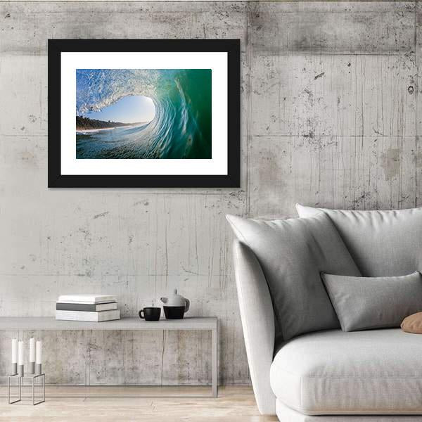 Surfing View Of Hollow Crashing Ocean Wave Canvas Wall Art-5 Horizontal-Gallery Wrap-22" x 12"-Tiaracle