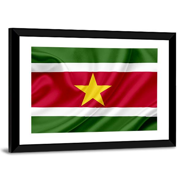 Suriname Waving Flag Canvas Wall Art-3 Horizontal-Gallery Wrap-25" x 16"-Tiaracle