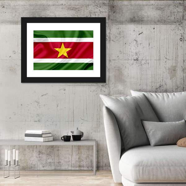 Suriname Waving Flag Canvas Wall Art-3 Horizontal-Gallery Wrap-25" x 16"-Tiaracle