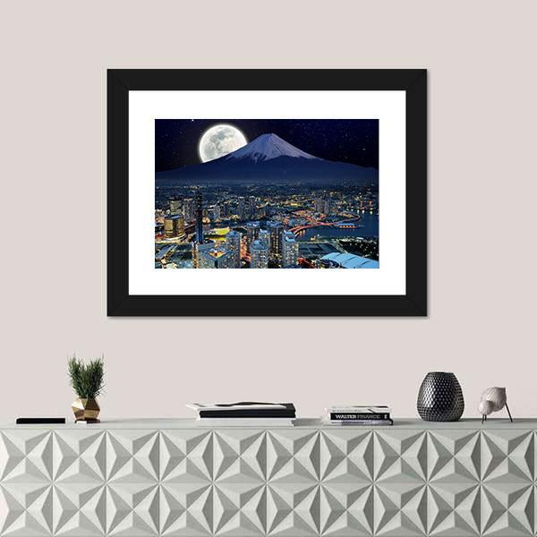 Surreal View Of Yokohama City Canvas Wall Art-5 Horizontal-Gallery Wrap-22" x 12"-Tiaracle