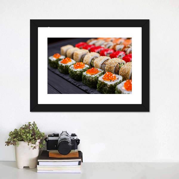 Sushi Restaurant Japan Canvas Wall Art-1 Piece-Framed Print-20" x 16"-Tiaracle