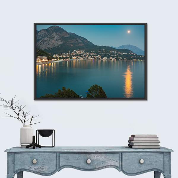 Sutomore Night View From The Mountain Canvas Wall Art-1 Piece-Floating Frame-24" x 16"-Tiaracle