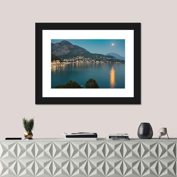 Sutomore Night View From The Mountain Canvas Wall Art-1 Piece-Framed Print-20" x 16"-Tiaracle