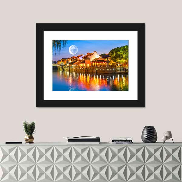 Suzhou Ancient Town Canvas Wall Art-1 Piece-Framed Print-20" x 16"-Tiaracle