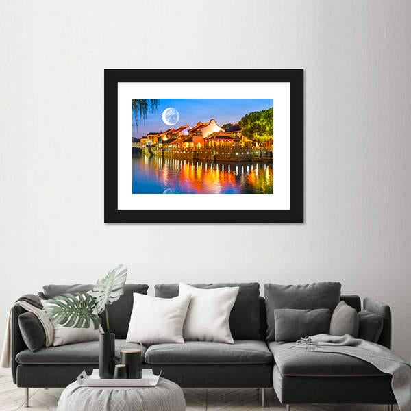 Suzhou Ancient Town Canvas Wall Art-5 Horizontal-Gallery Wrap-22" x 12"-Tiaracle