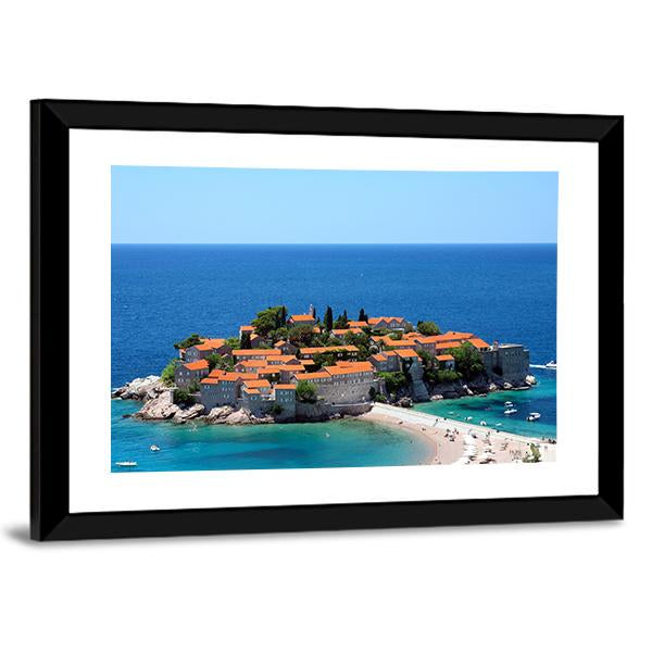 Sveti Stefan In Daylight Montenegro Canvas Wall Art-5 Horizontal-Gallery Wrap-22" x 12"-Tiaracle