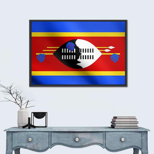 Swazi National Official Flag Canvas Wall Art-1 Piece-Floating Frame-36" x 24"-Tiaracle