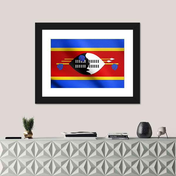 Swazi National Official Flag Canvas Wall Art-1 Piece-Framed Print-42" x 14"-Tiaracle