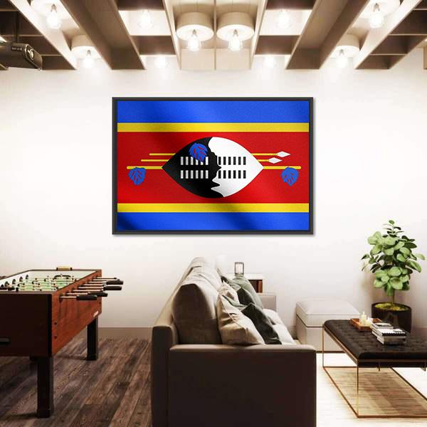 Swazi National Official Flag Canvas Wall Art-5 Horizontal-Gallery Wrap-22" x 12"-Tiaracle