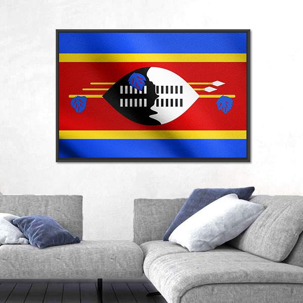 Swazi National Official Flag Canvas Wall Art-5 Horizontal-Gallery Wrap-22" x 12"-Tiaracle