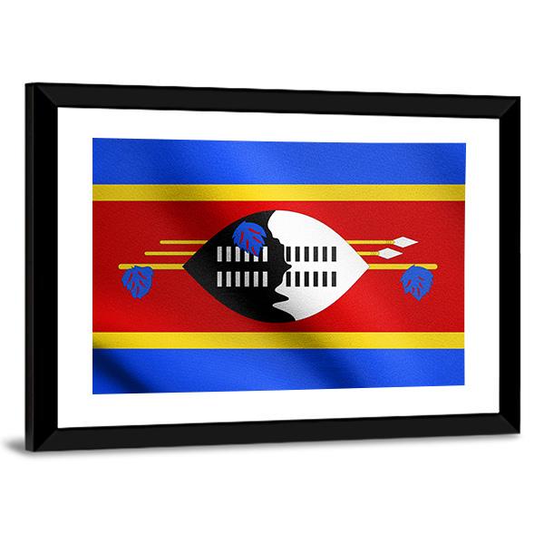 Swazi National Official Flag Canvas Wall Art-5 Horizontal-Gallery Wrap-22" x 12"-Tiaracle