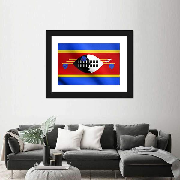 Swazi National Official Flag Canvas Wall Art-5 Horizontal-Gallery Wrap-22" x 12"-Tiaracle