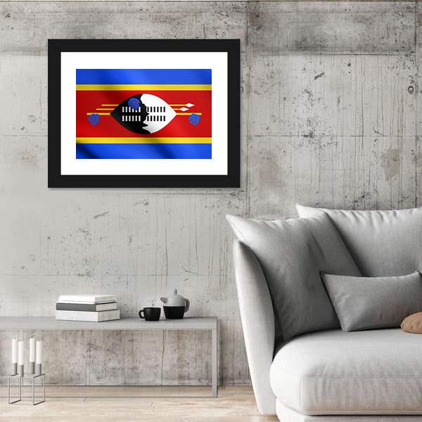 Swazi National Official Flag Canvas Wall Art-5 Horizontal-Gallery Wrap-22" x 12"-Tiaracle